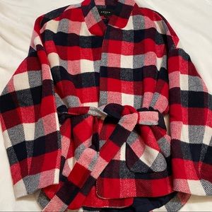 NWT FRNCH Paris Sz Large Siane Manteau Tartan Rouge/Siane Red Tartan Jacket